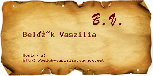 Belák Vaszilia névjegykártya